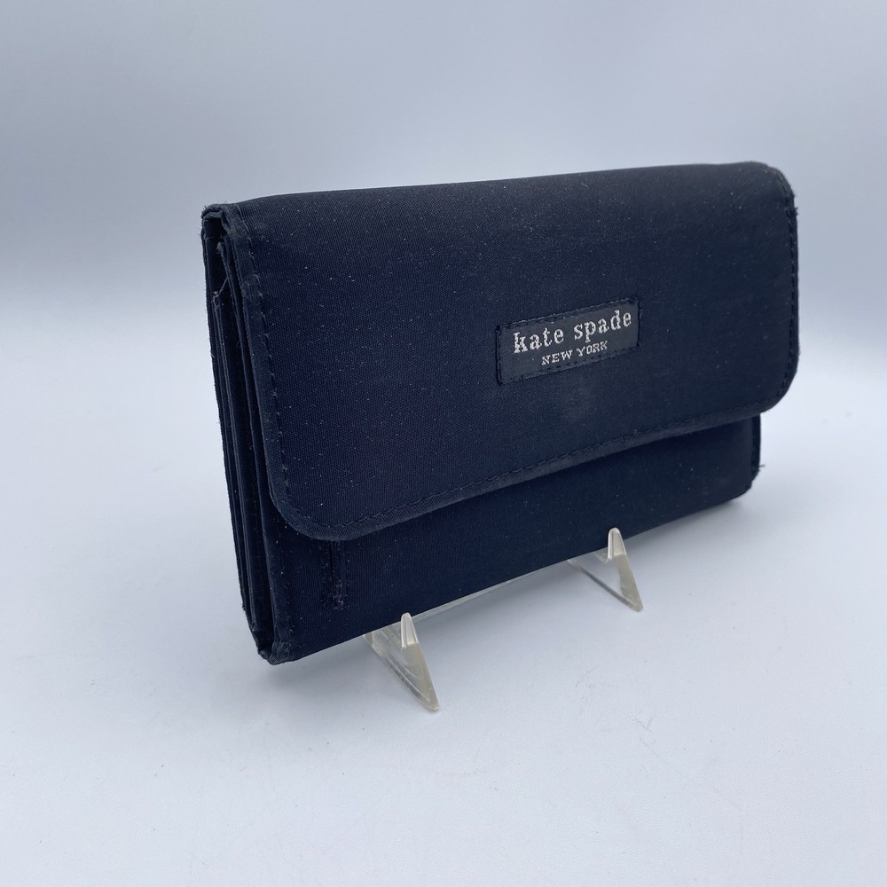 Kate Spade New York Tri-Fold Wallet Black With Silver Hardware - Picture 6 of 12